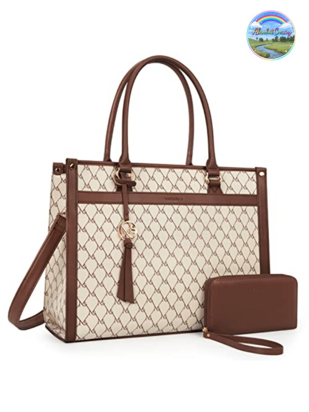 15.6 inch Vegan Leather Laptop Tote Briefcase with Wallet
